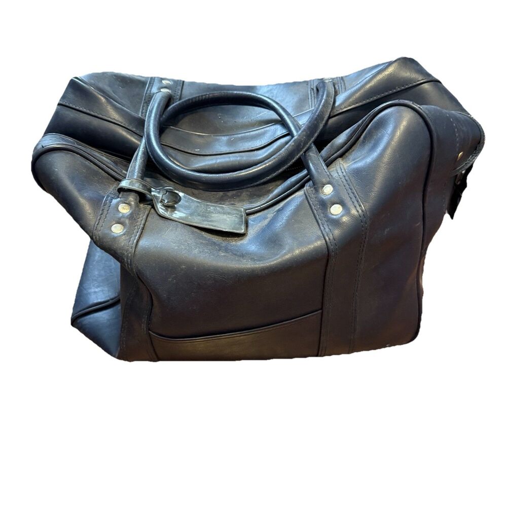 Vintage Navy Duffel Bag, Foley Travel, Hartford CT, Well Loved